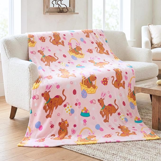 Scooby-Doo Easter Fluffy Throw 50 in x 70 in – Soft Plush Lightweight Blanket for Couch, Bed & Travel (100% Officially Licensed Product) by Franco Collectibles