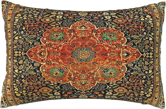 Antique Persian Mohtashem Kashan Rug Print Pillow Covers Decorative Lumbar Throw Pillowcase 12x20 Inch Couch Cushion Cover for Home Decor Living Room Bedroom College Dorm Bed Car Sofa