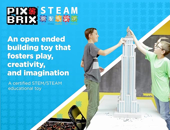 Pix Brix Pixel Art Puzzle Bricks – Dinosaur Series, T Rex – Patented Building Brick Set to Recreate Your Favorite Dino, Includes 397 Pieces – Create 2D and 3D Builds Without Water, Iron or Glue