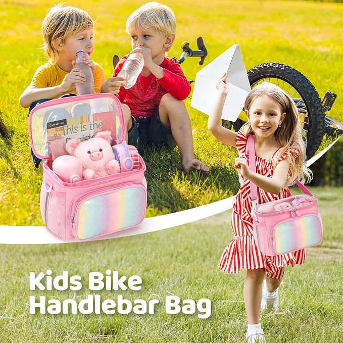 Kids Bike Basket, Front Frame Handlebar Bag for Toddler Scooter Tricycle Bicycle, Cute Small Fabric Bicycle Basket for Boys & Girls,