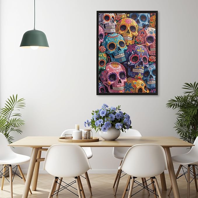 1000 Piece Puzzle for Adults, Colorful Floral Skull Artwork with Matte Finish, Color-Coded Back for Easy Sorting, Vibrant Art Puzzle for Adults, 19.25 x 26.65 in