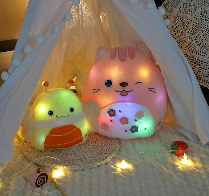 Easfan LED Butterfly Plush Pillow Soft Yellow Plush Toy Cute Stuffed Animal Home Room Decoration Birthday Get Well Gifts for Kids Toddlers