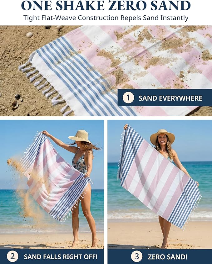 Lane Linen Beach Towels 12 Pack - Oversized & Pre-Washed Large Beach Towel Set - Stylish Pool Towels For Adults, Quick Dry, Soft & Lightweight Lightweight Travel Towel Pack, 39"x71" - Seaside Symphony