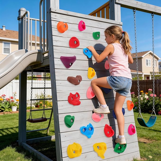 36 PCS Rock Climbing Holds for Kids,Rock Climbing Wall Grips Climbing Rocks Wall Kit for Indoor and Outdoor Playground Play Set with Hardware（Style B）