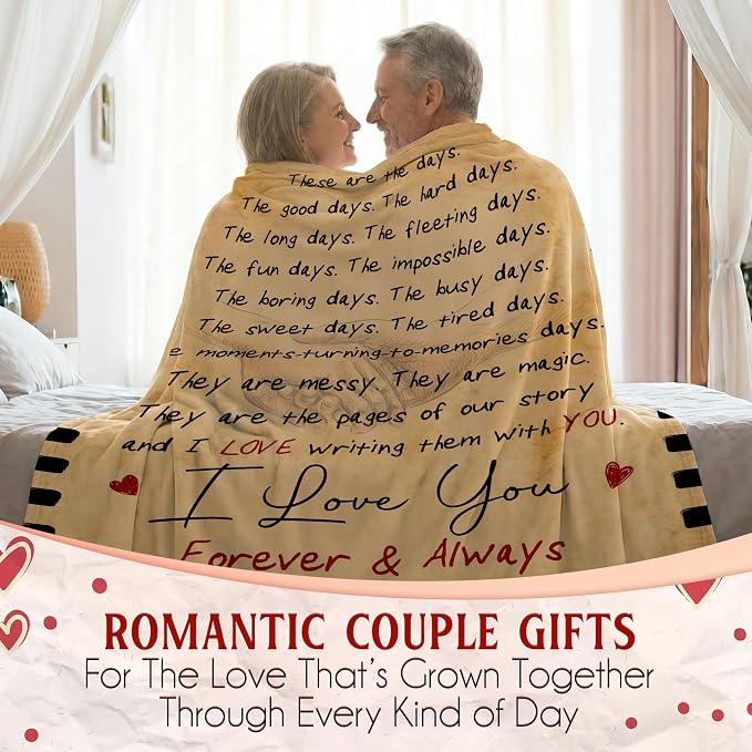 WRAPIX Anniversary Wedding Gifts for Husband Wife - Throw Blanket 60x80 in | Birthday Gifts for Couple Him Her Women Girlfriend Boyfriend, Soft Fleece for Couch Bed, Machine Washable, Warm, Lightweight
