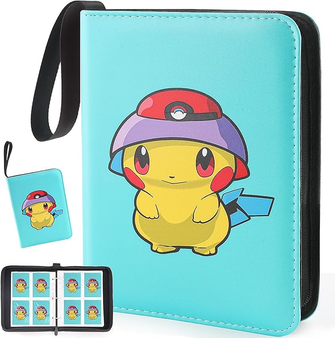 Premium Collectible Trading Card Albums，Card Binder Fits 400 Cards with 50 Removable Sleeves，Display Game Card Case book Holder, Green Themes