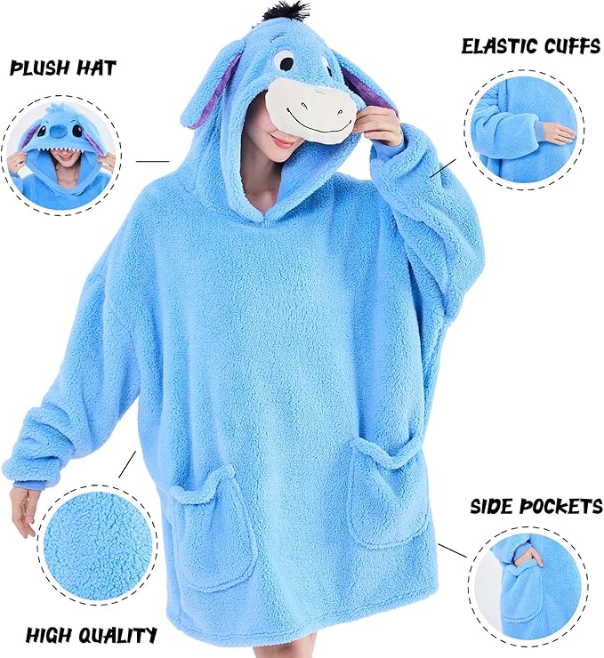 NEWCOSPLAY Wearable Blanket Hoodie Sherpa Hoodie Blanket for Women Men Warm Oversized Sweatshirt with Pockets