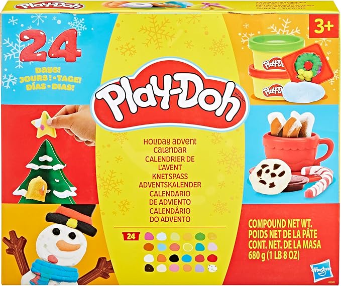 Play-Doh Holiday Advent Calendar for Kids 3 and Up, 24 Day Countdown, Multiple Surprise Gifts Behind Each Door, Arts & Crafts