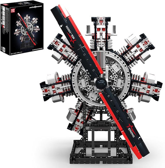 Mould King Military Aircraft Engine Building Block Kit, 3089 Pieces Radial Aviation Engine Model That Runs with Motor, Mechanical Science Education STEM Toy Gifts for Adults