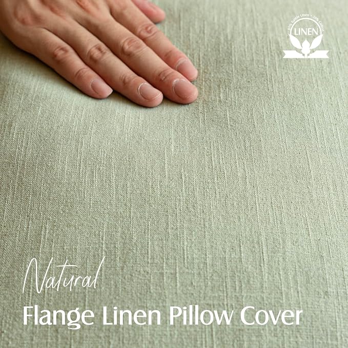 Foindtower Pack of 2, Decorative Linen Solid Throw Pillow Covers Soft Accent Cushion Case Boho Farmhouse Pillowcase for Chair Couch Sofa Bedroom Living Room Home Decor 22 x 22 Inch Light Sage Green