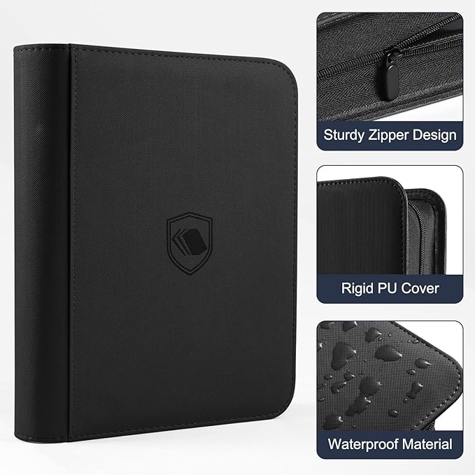 Toploader Binder, Holds 360 Toploader, 100 Toploaders INCLUDED, 9-Pocket PU Cover Top Loader Binder for 3" x 4" Rigid Toploaders, Ringless Double-Sided Toploader Card Binder for TCG, Sport Cards