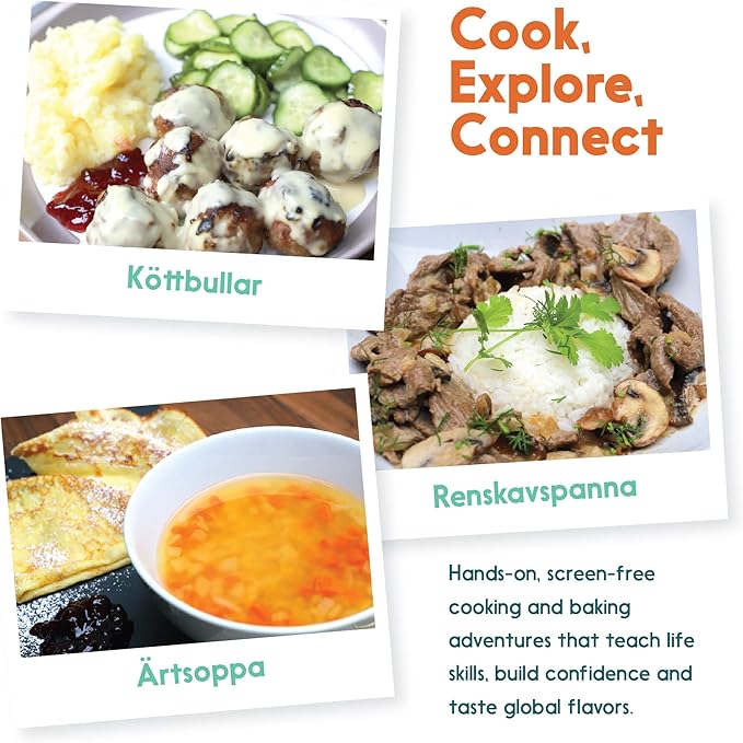 Cooking Kits for Kids - Interactive & Educational Set with 3 Recipe Cards, Key Ingredients & Cooking Tools - Ideal Idea for Kids who Love to Create Meals (Sweden Edition)