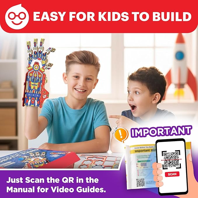 Doctor Jupiter Robotic Hand STEM Kit for Kids Ages 8+ | Birthday Gift Ideas for Boys & Girls | Cyborg Hand, Engineering Kit Toy for 8, 9, 10, 11, 12, 13, 14 Years Olds