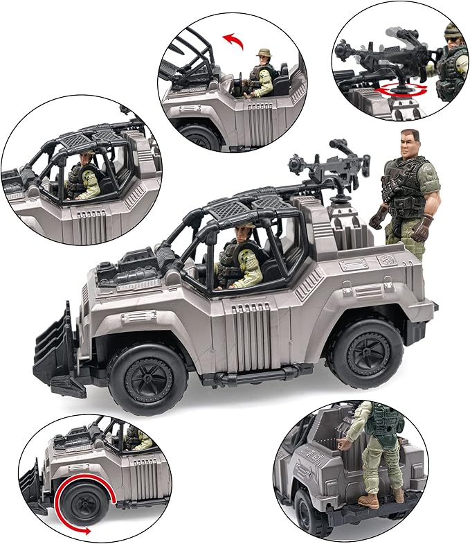 US Army Men Action Figures with Military Vehicles Toys Playset, Toy Soldiers with Military Trucks, Helicopter, War Tent for Kids Boys Girls, Best Age 6 7 8 9 10