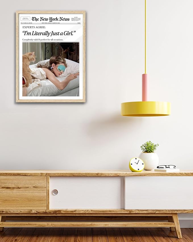 EcoHest 12x16 in Audrey Hepburn I'm Literally Just a Girl Canvas Art | Unframed Canvas Print, Vintage Newspaper Wall Decor for Bedroom, Bathroom, Apartment, Dorm Room, 1Pack