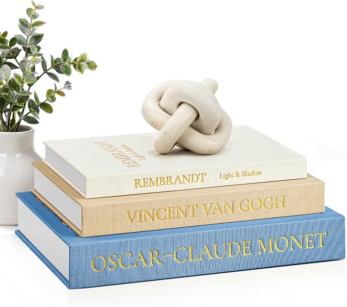JARLINK Aesthetic Decorative Books, Set of 3 Linen Faux Book Boxes, Blue | Stylish Storage Boxes for Home Decor, Photo Organization, & Keepsakes, Faux Books for Coffee Tables, Bookshelves, or Mantles