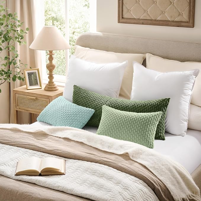 Kevin Textile Soft Corduroy 20"x54" Body Pillow Cover 1 Pack, Sage Green | Boho Stripe Plush Corduroy Decorative Oblong Cushion Cover Modern Farmhouse Home Decor for Sofa Couch Bed Chair