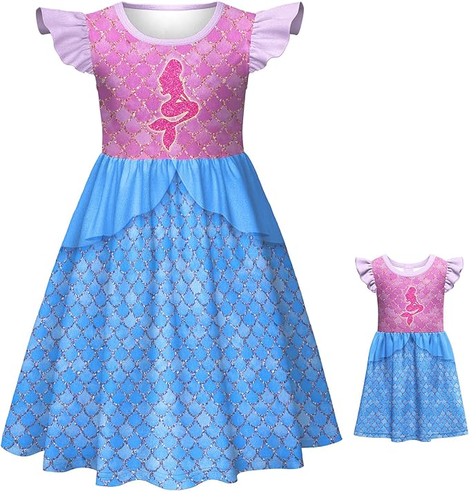 LQSZ Doll and Girl Matching Princess Dress Outfits for Girls and 18" Matching Doll and Girl Clothes