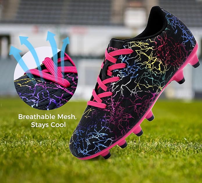 Grils Boys Soccer Cleats Youth Firm Ground FG Football Shoes Lightweight Breathable Outdoor Trainning Sport Shoes for Little/Big Kids