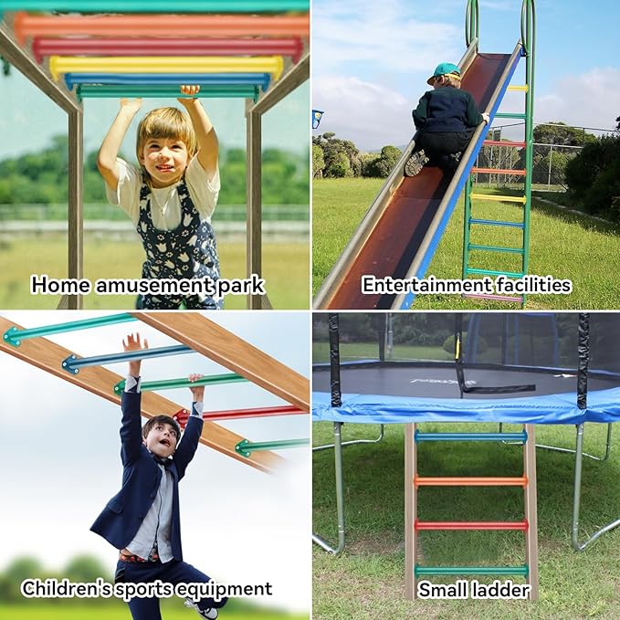 7 Colors 22 Inch Steel Monkey Bars Ladder Rungs Set for Backyards Playground and Children Indoor and Outdoor Climbing Kit (7 Pack)