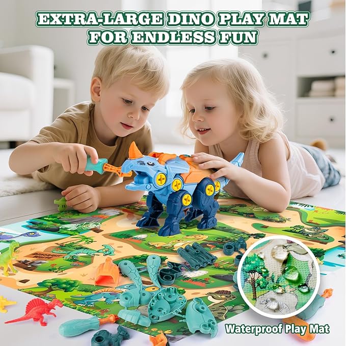 Dinosaur Toys for 3 4 5 6 7 8 Year Old Boys, Take Apart Dinosaur Toys for Kids STEM Educational Construction Building Kids Toy with Detachable, Party Christmas Birthday Easter Gifts Boys Girls