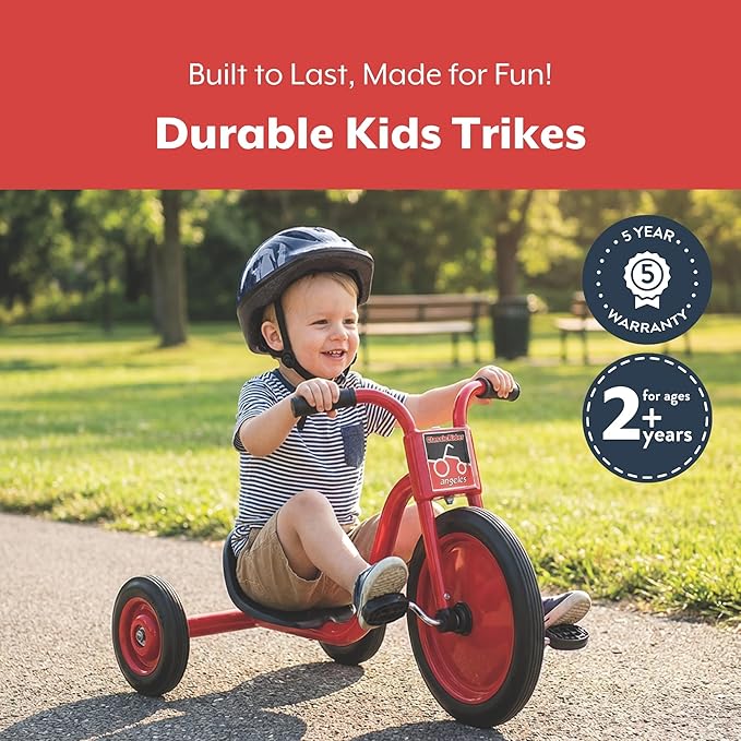 Angeles Kids Tricycle, Toddler Tricycle with Solid Airless Rubber Tires, Kids Bike for Preschools and Daycare, Ages 2+, ClassicRider 4" Tall Seat