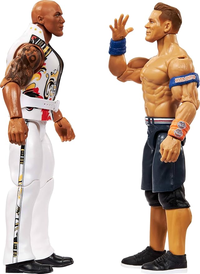 Mattel WWE Championship Showdown Action Figures 2-Pack with Accessory, Series #23 The Rock & John Cena Collectible Set, 6-inch