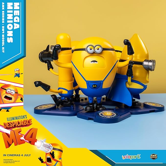 Minions Toy Despicable Me 4 Toys, 4.7 Inch Mega Dave Action Figures,6 Changeable Facial Expressions with Hidden Pocket Minion Model Kits, Gifts for Kids Ages 8 Years & Older