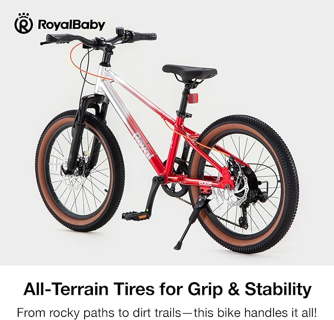 RoyalBaby Kids Mountain Bike for Boys and Girls, Ultra-Light Aluminum 20-26 Inch Wheel Bicycle for 6-14 Years Old Children, 7/21-Speeds Drivetrain