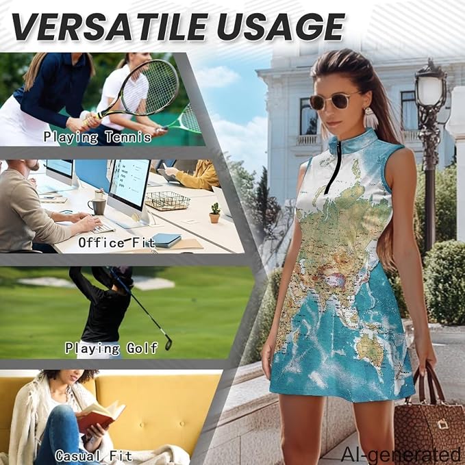Golf Dress Tennis Dresses for Women with Built in Shorts and Pockets Sleeveless Athletic Dress Workout Dress