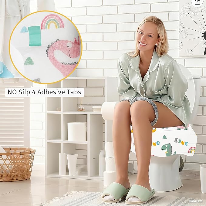 Dinosaur Toilet Seat Covers Disposable 20 Pack,Large Waterproof Potty Covers for Kids,Travel-Friendly Individual Packs,Perfect for Toddlers’ Potty Training in Public Restrooms