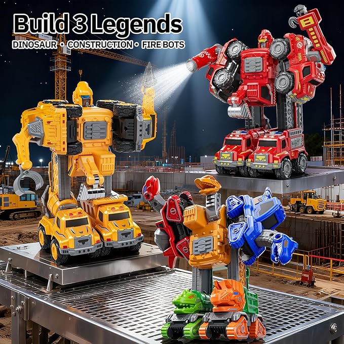 Transform Toys for Boys 4-6, 5 in 1 Take Apart Toys for Boys 3-5, Construction Excavator Transform Assembling Robot Toy for Kids, Educational Birthday Gift for 4 5 6 7 8 Year Old Boy Girls