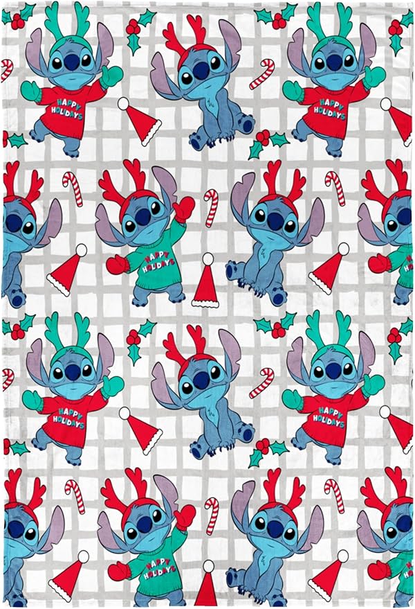 Jay Franco Kids Christmas Plush Throw Blanket – 40 x 50 Inch Soft & Cozy Fleece Throw for Holiday Bedroom & Couch Décor, Official Licensed Product, Multi - Stitch