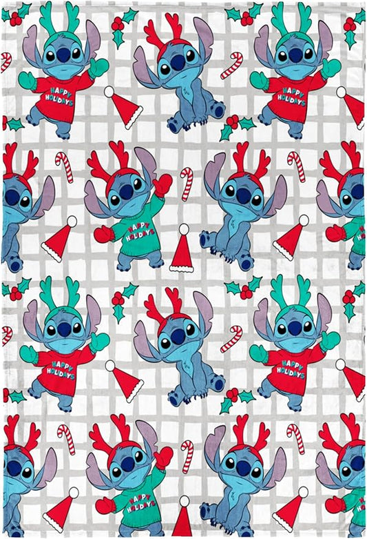 Jay Franco Kids Christmas Plush Throw Blanket – 40 x 50 Inch Soft & Cozy Fleece Throw for Holiday Bedroom & Couch Décor, Official Licensed Product, Multi - Stitch