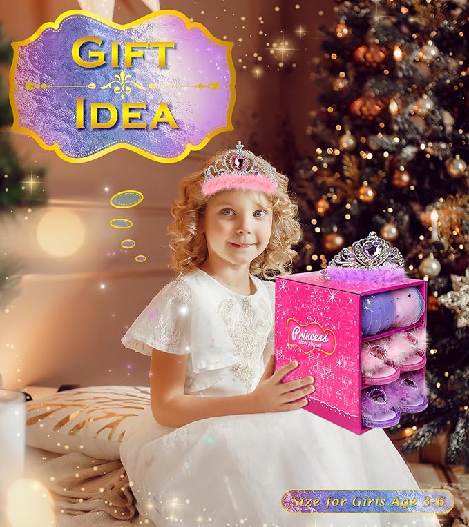 Kids Princess Dress Up Clothes for Little Girls, Pretend Play & Dress Up Costume Set for 3-6 Toddler Little Girls