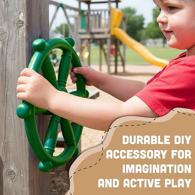 Squirrel Products Pirate Wheel 12" with Mounting Hardware, Made of Durable Weather-Resistant Plastic, for Kids Playgrounds - Green