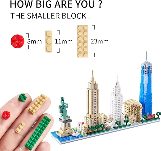 City Architecture New York Skyline Micro Building Blocks Set for Adults NYC Skyline Collection Model Kit for Teens Kids Age of 14+ 3452 Pieces