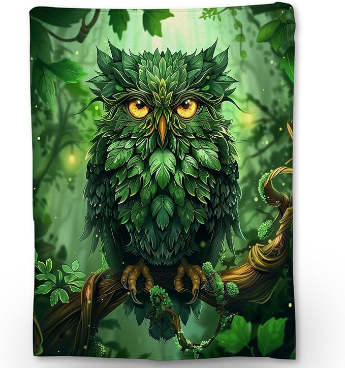 Beautiful Owl in Forest Blanket, Soft Warm Lightweight Animal Flannel Throw Blanket for Couch, Bed, Travel & Outdoor, Cozy Fluffy Fuzzy Blankets for Women Men, Home Decor 80×60 in