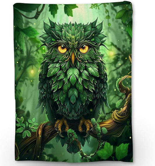 Beautiful Owl in Forest Blanket, Soft Warm Lightweight Animal Flannel Throw Blanket for Couch, Bed, Travel & Outdoor, Cozy Fluffy Fuzzy Blankets for Women Men, Home Decor 80×60 in