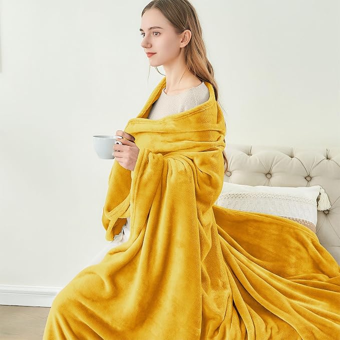 BEDELITE Fleece Blanket Soft Plush Throw for Couch Yellow 50"x60" | Ultra Soft Fleece, Plush Microfiber, Lightweight Warmth, All Season Comfort, Fade Resistant, Machine Washable, Couch Sofa Bed