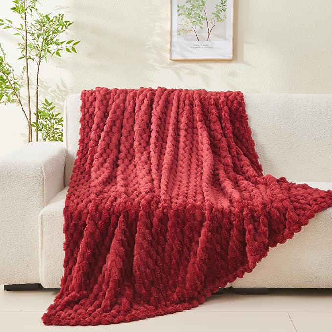 NEWCOSPLAY Fleece Clouds Cozy Throw Blanket for Couch, Red, 50"x60" | Premium Silky Flannel Blanket, Soft Lightweight Fluffy Throw Blanket for Bed Sofa Decor, Gift for All Season Use