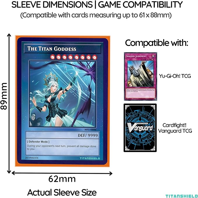TitanShield (150 Sleeve/Ember Orange) Small Japanese Sized Trading Card Sleeves Deck Protector for Yu-Gi-Oh, Cardfight!! Vanguard & More