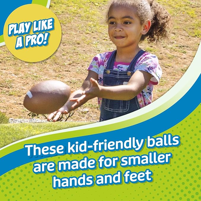 Toysmith Get Outside GO! Pro-Ball Set (Pack of 3) – Small Toddler Sports Balls for Ages 3+ – Includes 5″ Soccer, 6.5″ Football & 5″ Basketball – Indoor or Outdoor Play, Backyard Toy & Gift for Kids
