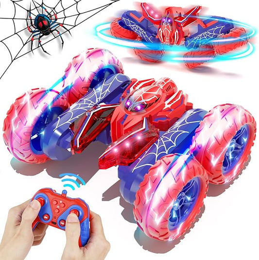 Spider Remote Control Cars for Boys 4-7, 360° Spinning RC Stunt Car with 2 Batteries Cool Lights Toys Birthday Gift for Boys 4 5 6 7 8 9 10 11 12 Year Old