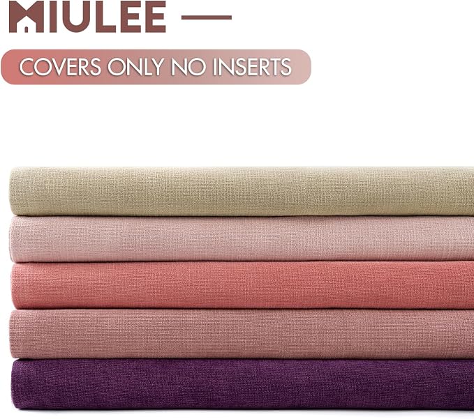 MIULEE Coral Red Chenille Couch Throw Pillow Covers, 18x18 | Set of 2, Soft Romantic, Farmhouse Modern Home Decor, Decorative Pillowcases for Sofa Living Room Bed