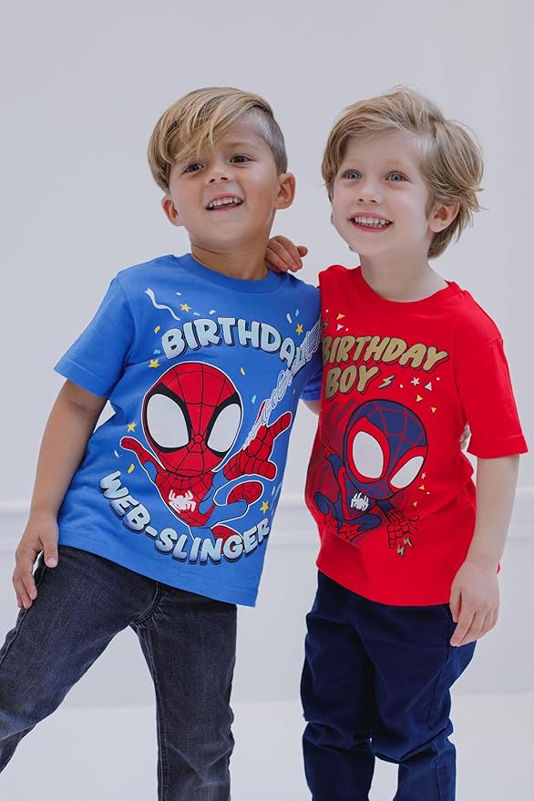 Marvel Spidey and His Amazing Friends Birthday T-Shirt Toddler to Big Kid Sizes (2T - 10-12)
