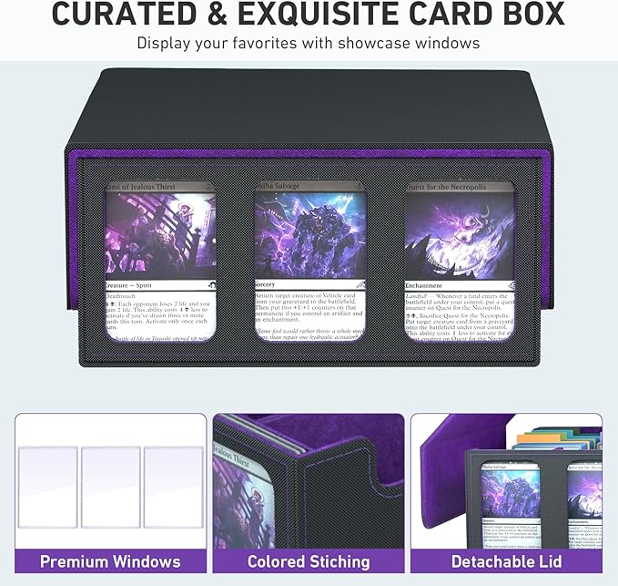3-Row Trading Card Storage Box, Bulk Cards Case for 2400+ Mtg tcg Magic Playing Game Card Organizer, Commander Deck Box with 3 Supports & 24 Dividers