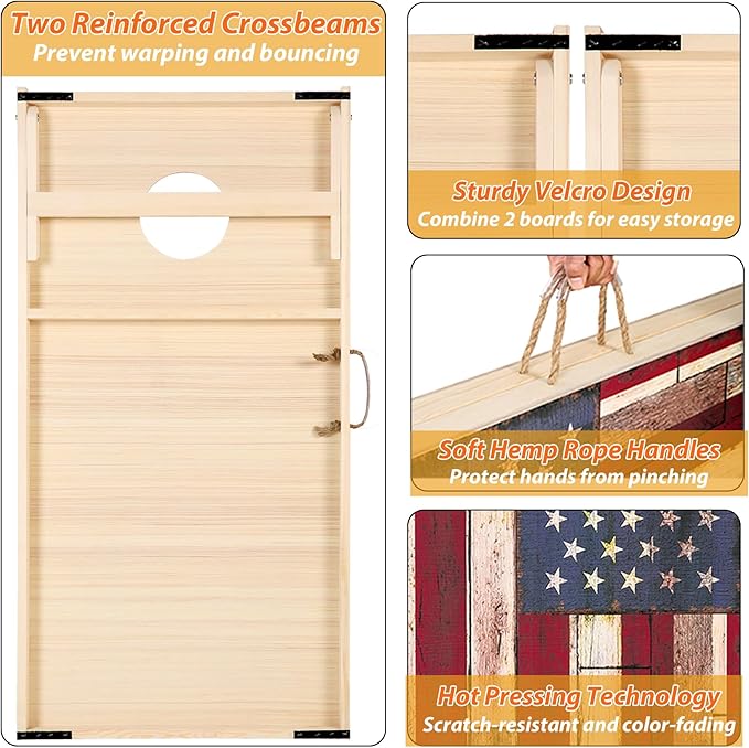 Sportdo 4x2 ft Solid Wood Cornhole Set with 8 Bean Bags, Regulation Size Cornhole Board Set for Adults, Cornhole Game Set for Tailgate Backyard Toss Games Indoor&Outdoor Activities