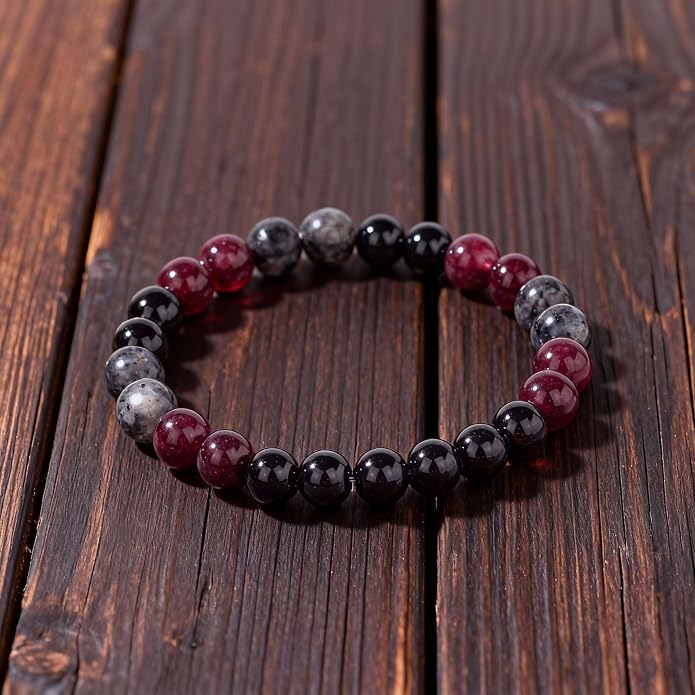 Menopause Bracelet for Women, Natural Crystal Elastic Bracelets Hot Flashes & Anxiety Relief Calming Balance Menopause's Support Jewelry Gift With Card