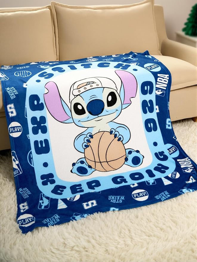 Northwest Disney Lilo & Stitch Plush Throw Blanket, 46" x 60" Silk Touch Soft Fleece Blanket for Kids & Adults, Officially Licensed